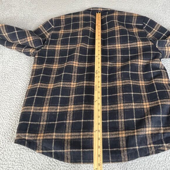 Carbon2Cobalt Jacket Mens XL Blue Tan Plaid Sherpa Lined Snap Shirt Shacket - Picture 6 of 9